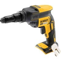 Yellow and black DeWalt 18V XR brushless self-drilling screwdriver with ergonomic grip and metal belt hook.