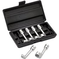 "Draper 6-piece diesel injector line socket set in silver, housed in a black plastic case with molded slots."