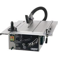 Draper 250mm sliding table saw with silver body, black control panel, and adjustable fence.
