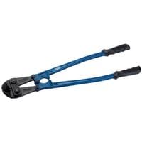 Blue Draper 600mm bolt cutters with black flush cutting jaws and ergonomic rubber grips.