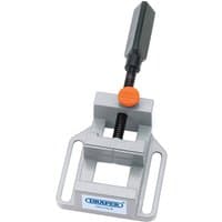 Draper 70mm Quick Release Drill Press Vice, silver with orange quick release lever and black handle.