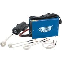 Blue Draper Expert IHT-15 induction heating tool kit with black handle, coils, and cables.