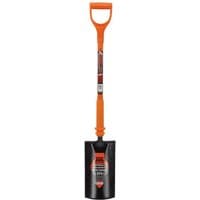 Orange Draper insulated grafting shovel with D-handle and black blade.