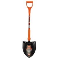 Orange Draper insulated round mouth shovel with black blade and D-grip handle.