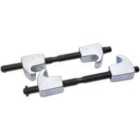 Pair of Draper N144 250mm coil spring compressors with black threaded rods and silver clamp hooks.
