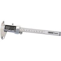 Silver Draper digital caliper with LCD screen and dual reading scale, measures up to 150mm.