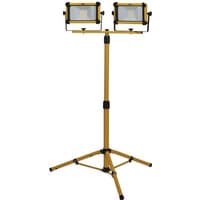 Yellow Draper SMD LED tripod site light with dual 50W lamps, adjustable height, and sturdy tripod base.