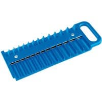 Blue Draper magnetic socket tray with 26 slots and handle, designed for organizing 1/4'' sockets.