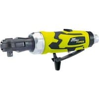 Yellow and black Draper Storm Force stubby air ratchet with 1/4" square drive and ergonomic grip.