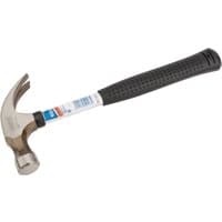 Draper claw hammer with tubular shaft, black rubber grip, and silver head, weighing 450g/16oz.