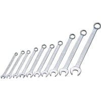 Elora 205 S10M spanner set with 10 silver combination wrenches, sizes 8-22mm, arranged in ascending order.