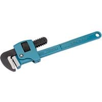 Blue Elora 300mm adjustable pipe wrench with serrated jaws and a long handle by Draper.