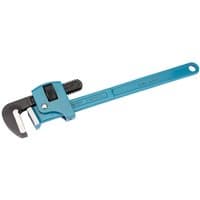 Blue Elora 450mm adjustable pipe wrench with serrated jaws and a long handle by Draper.