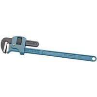 Blue Elora 600mm adjustable pipe wrench with serrated jaws and long handle by Draper.