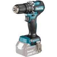 Makita DHP487Z 18V combi drill, teal and black, cordless, with metal chuck and ergonomic grip, bare unit without battery.