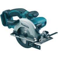 Makita DSS501Z 18V LXT circular saw, teal and black, with 136mm silver blade and ergonomic handle.