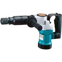 Makita HM0810T2 demolition hammer, blue and black, with side handle and robust metal casing.