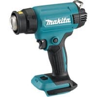 Blue Makita cordless heat gun with black grip, nozzle, and trigger, featuring a compact design and ergonomic handle.