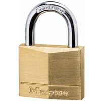 Brass Master Lock 140EURD padlock with 40mm body and silver hardened steel shackle.