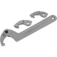 Sealey medium C spanner set with silver adjustable hook and pin wrenches, featuring three interchangeable heads.