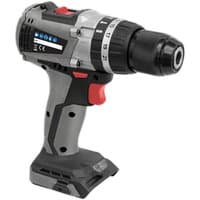Sealey brushless hammer drill, grey and black, 20V, with red accents, LED indicators, and a 13mm chuck.
