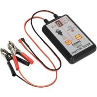 Sealey Fuel Injector Test Device with black casing, red and black cables, and alligator clips.