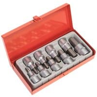 Red Sealey hex socket bit set in a case with nine silver bits on a molded tray.