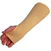 Kevlar sleeve by Sealey, 460mm, beige color, covers forearm with thumb hole for secure fit.