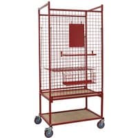 Red Sealey MK70 car parts trolley with mesh sides, two shelves, and four caster wheels.