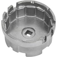 Silver Sealey oil filter cap wrench, 64.5mm diameter, 14 flutes, designed for Toyota, with a square drive hole.