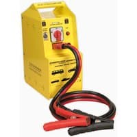 Yellow Sealey PowerStart900 jump starter with red and black cables and 12/24V switch.