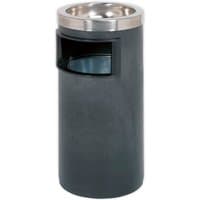 Black cylindrical Sealey ashtray and litter bin with stainless steel top and front opening.