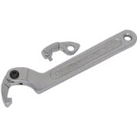 Silver Sealey adjustable hook and pin wrench set with two interchangeable heads, fits 19-51mm.