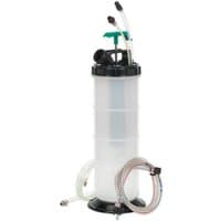 Sealey TP204 Vacuum Fuel/Fluid Extractor 8L, translucent cylinder, black base, green handle, attached hoses.