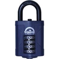 Blue Squire CP40 40mm padlock with four black combination wheels and a sturdy black shackle.