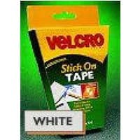 Velcro Stick On Hook & Loop Value Roll, white, in green and yellow packaging with red Velcro logo.