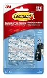 Command small wire hooks in a red and blue package, includes six hooks and twelve adhesive strips.