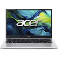 Silver Acer Aspire Go 14 laptop with 14-inch display, black keyboard, and Windows 11 interface.