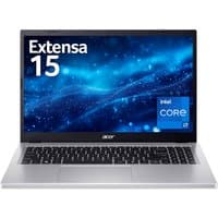 Acer Extensa 15 laptop, silver, Intel i7, 16GB RAM, 512GB SSD, Full HD display, black keyboard.