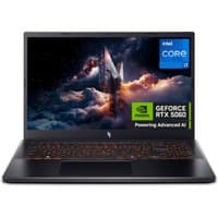Black Acer Nitro V 15 laptop with Intel Core i7, 16GB RAM, 1TB SSD, and NVIDIA GeForce RTX 3050 graphics.