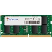 ADATA Premier DDR4 memory module, 16GB, green PCB, black chips, white label with barcode and logo.