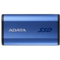 Blue ADATA SE880 500GB SSD with USB Type-C 3.2 Gen 2, compact design, black accents, and ADATA logo.
