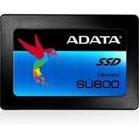 Black ADATA Ultimate SU800 512 GB SSD with blue label, colorful hummingbird graphic, and white text.