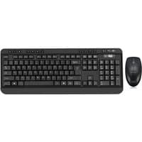 Black Adesso wireless QWERTY keyboard with UK layout and matching black mouse.