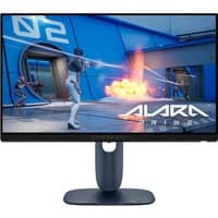 Alienware 24.5" Full HD gaming monitor with 320Hz refresh rate, sleek black design, and thin bezels displaying a game scene.