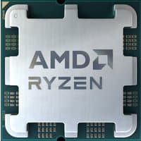 AMD Ryzen 5 7500F processor, silver square chip with AMD logo, exposed circuits on green base.