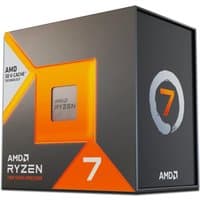AMD Ryzen 7 7800X3D processor box with orange accents and Ryzen logo, featuring 4.2 GHz and 96 MB L3 cache.