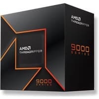 Black AMD Ryzen Threadripper 9960X processor box with orange accents and "9000 Series" text.