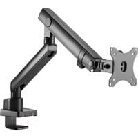 Black Amer Mounts HYDRA1B monitor mount with adjustable arm and VESA plate for 32" screens, desk clamp base.
