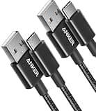Black braided Anker USB A to USB C charger cables, 3 ft, 2-pack, with durable connectors.
